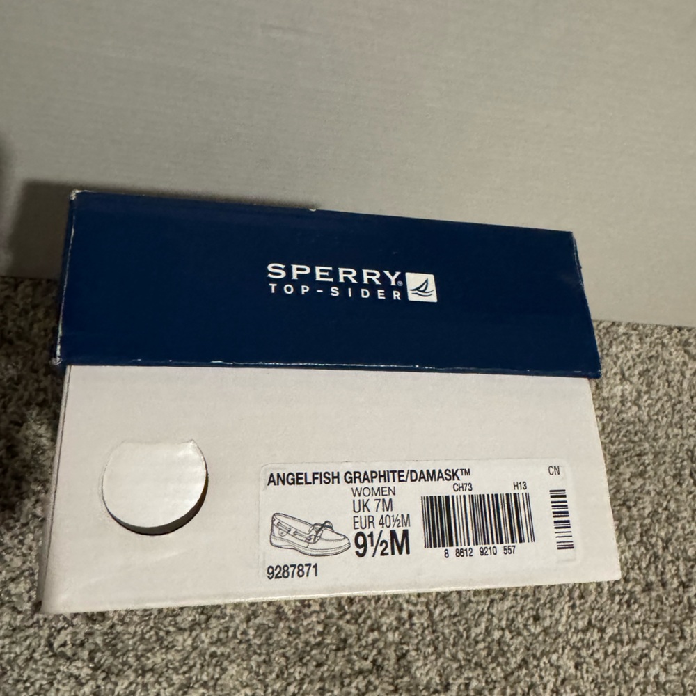 Sperry Topsider angelfish, graphite/damask boat shoe 9 1/2 medium